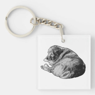 Halftone Dog Restfulness Cheers Holiday Travels Key Ring