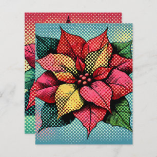 Halftone Dots Pop Art Poinsettia Scrapbook Paper