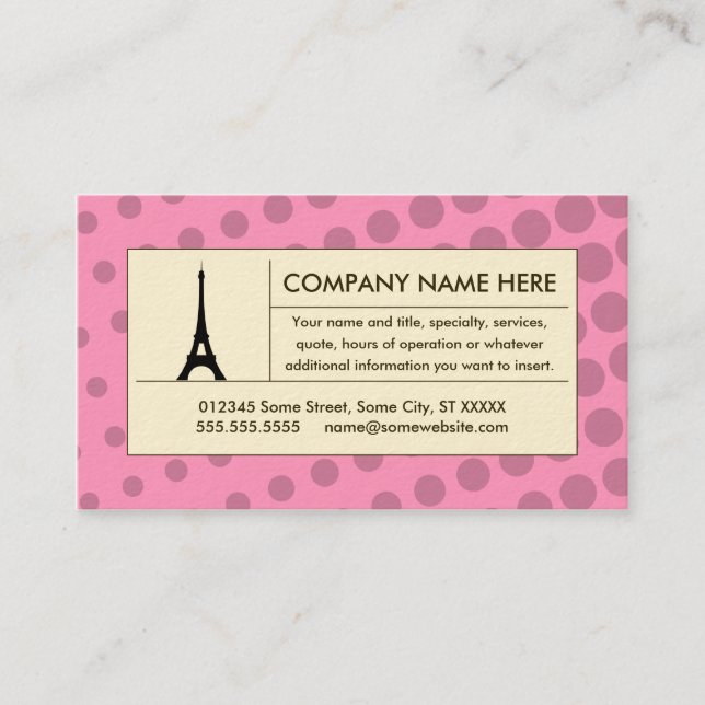 halftone eiffel tower business card (Front)