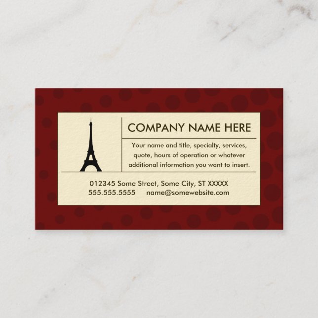 halftone eiffel tower business card (Front)
