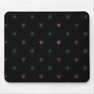 Halftone Hearts and Stars Mouse Pad