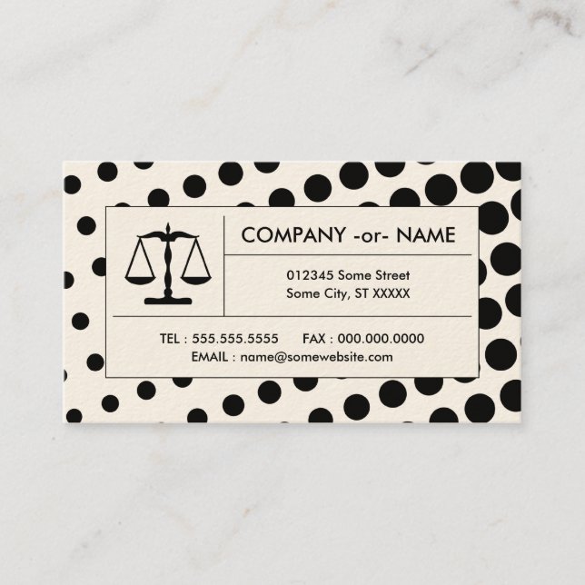 halftone justice scale business card (Front)