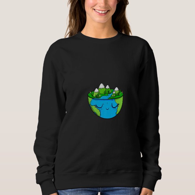 Halftone Nature  Environment Earth Day Gnome Women Sweatshirt (Front)