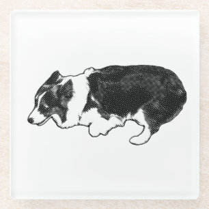 Halftone paws, full heart glass coaster