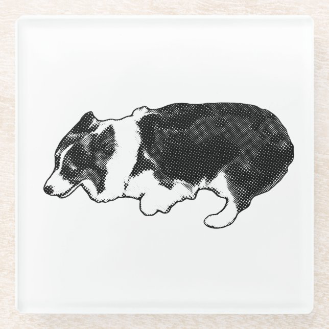 Halftone paws, full heart glass coaster (Front)