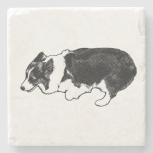 Halftone paws, full heart stone coaster