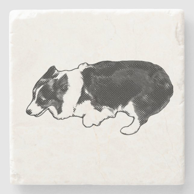 Halftone paws, full heart stone coaster (Front)
