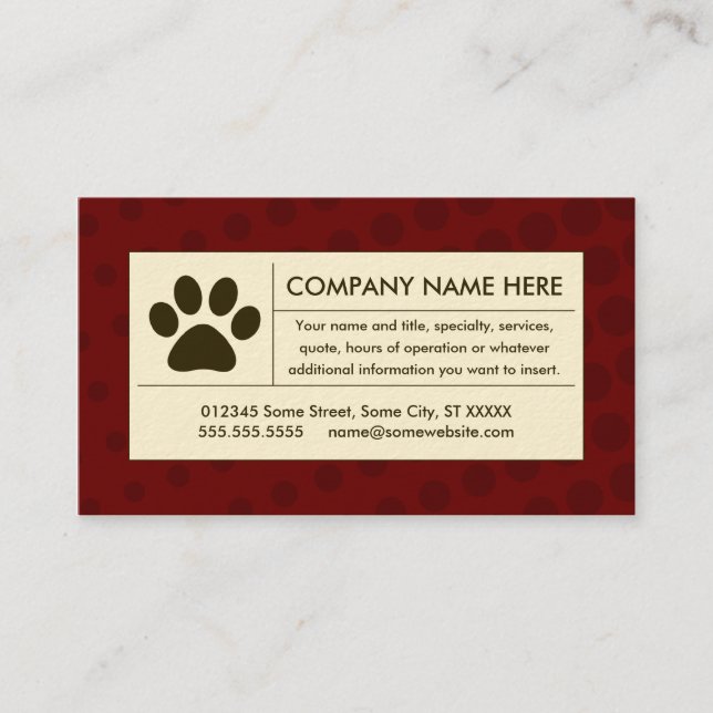 halftone pet paw business card (Front)