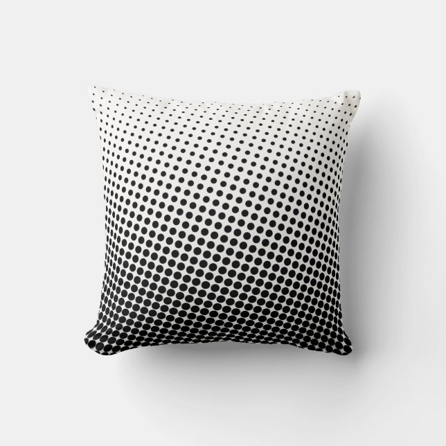 Halftone Pop Art Dot Pattern Black and White Cushion (Front)