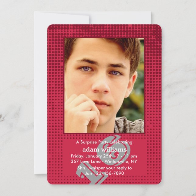 Halftone Red Photo Invitation (Front)