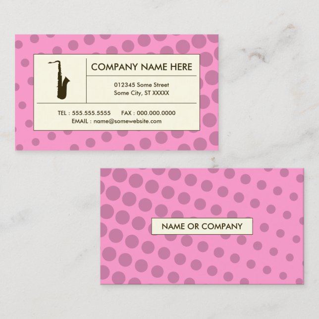 halftone saxophone business card (Front/Back)