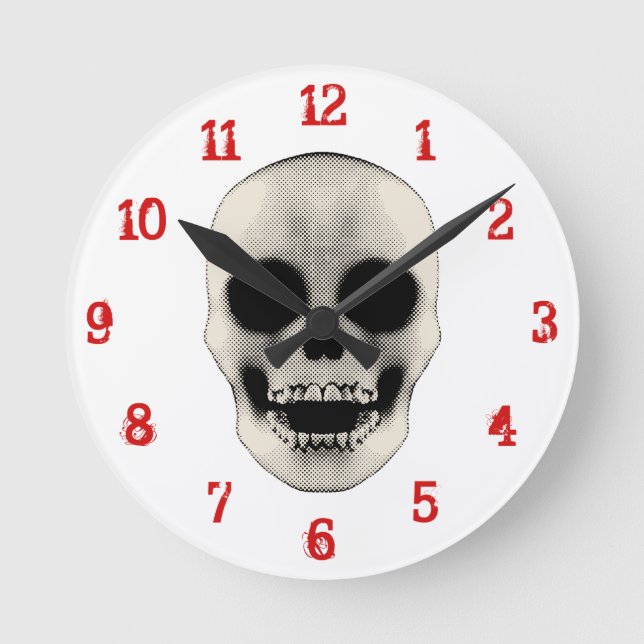 Halftone Skull: Wall Clock (Front)