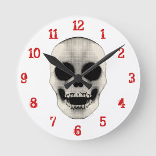 Halftone Skull: Wall Clock