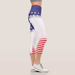 Halftone Stars and Stripes Capri Leggings