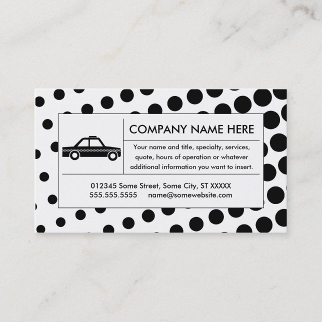 halftone taxi cab business card (Front)