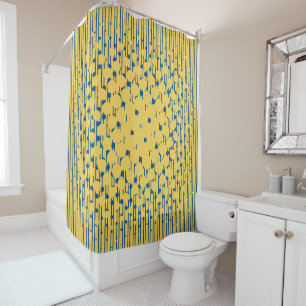 Halftones Density Design Yellow & Blue Shower Curtain