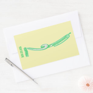 Halftones green pen pop art rectangular sticker