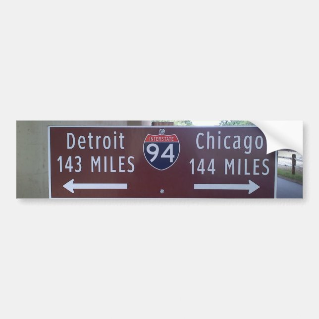 Halfway Point, Detroit Chicago. Bumper Sticker (Front)