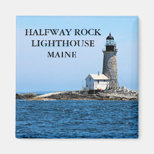 Halfway Rock Lighthouse, Maine Square Magnet
