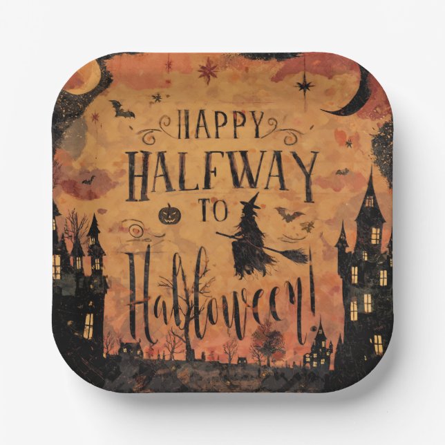 Halfway to Halloween Partyware Paper Plate (Front)