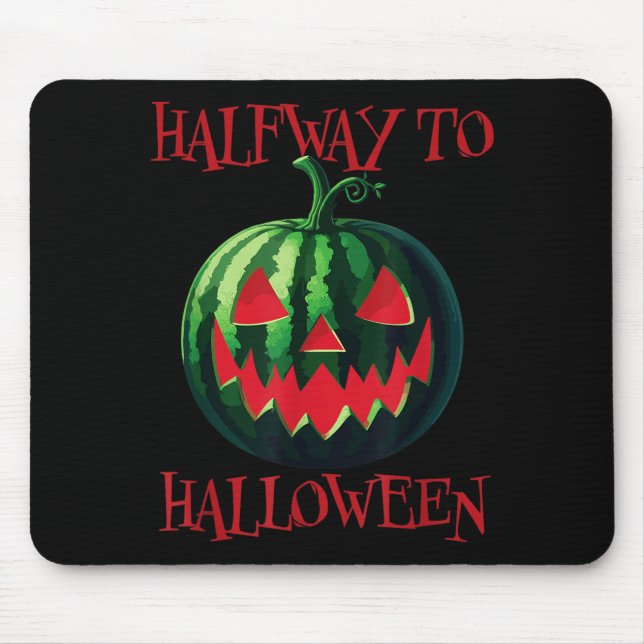 Halfway to Halloween Watermelon Jack-O-Lantern Mouse Pad (Front)