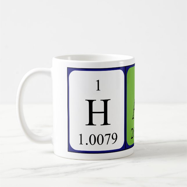 Hali periodic table name mug (Left)