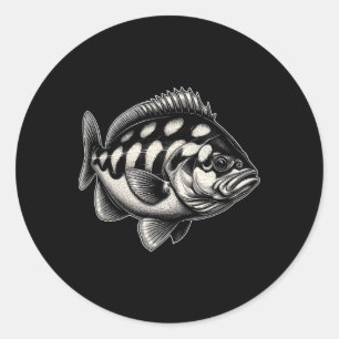 Halibut Fish Graphic Fishing Art Design  Classic Round Sticker