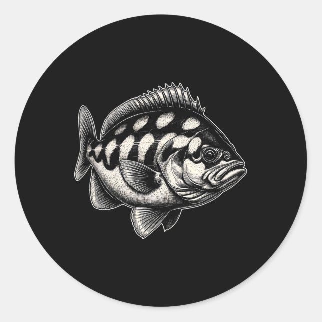 Halibut Fish Graphic Fishing Art Design  Classic Round Sticker (Front)