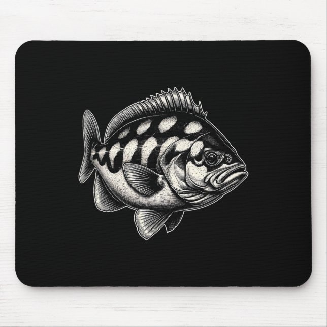 Halibut Fish Graphic Fishing Art Design  Mouse Pad (Front)