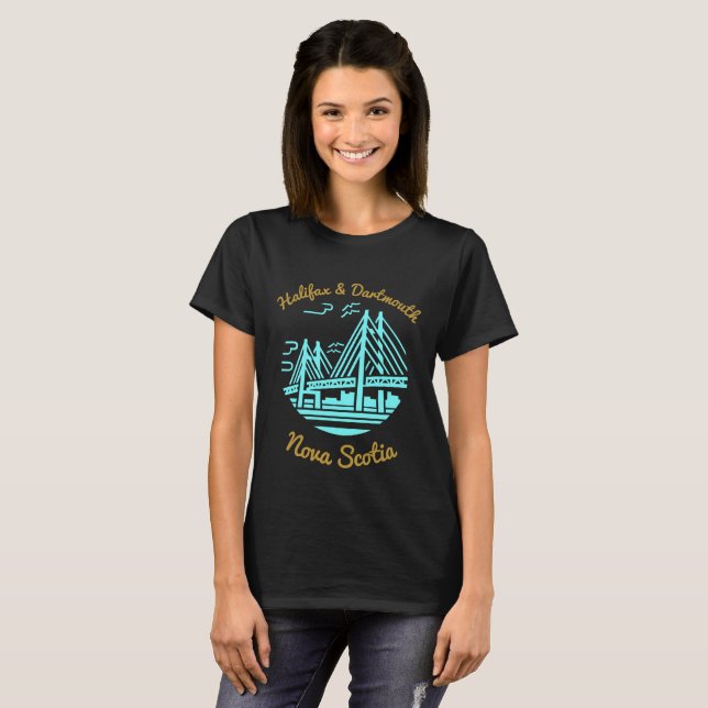  Halifax and Dartmouth Nova Scotia T-shirt aqua (Front Full)