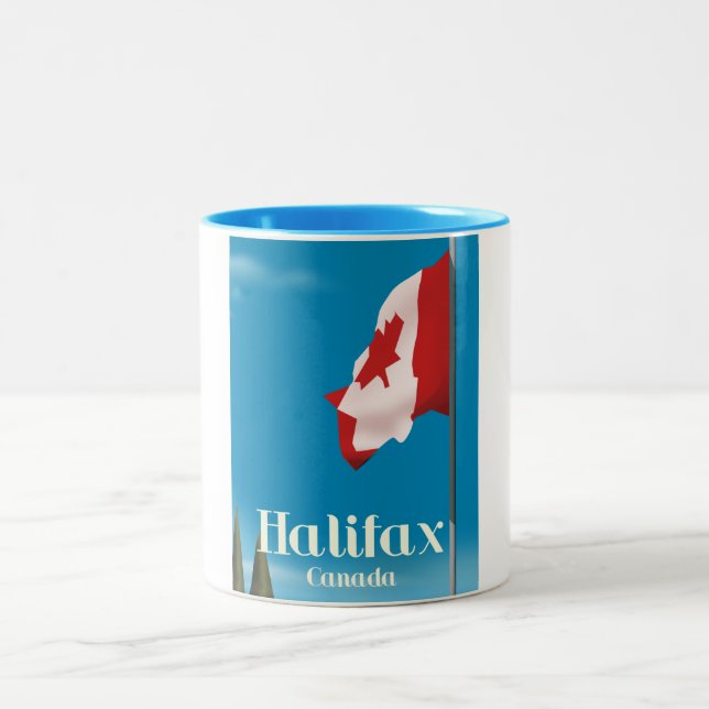 Halifax Canada Travel poster Two-Tone Coffee Mug (Center)