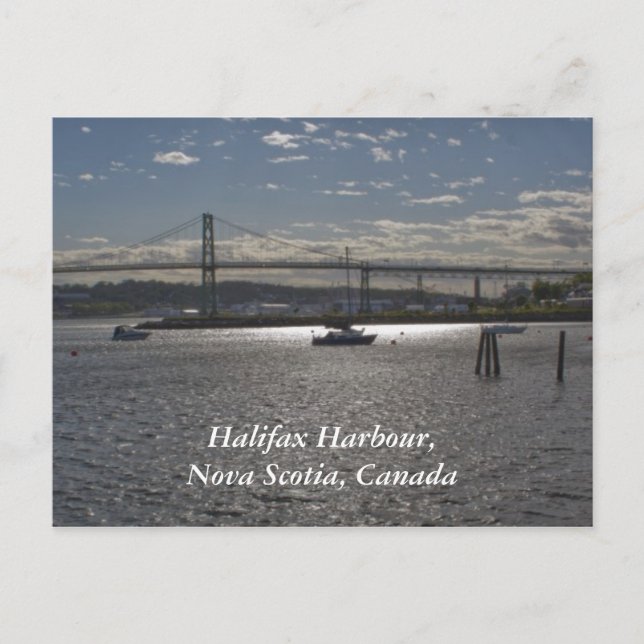 Halifax Harbour with  A. Murray MacKay Bridge Postcard (Front)