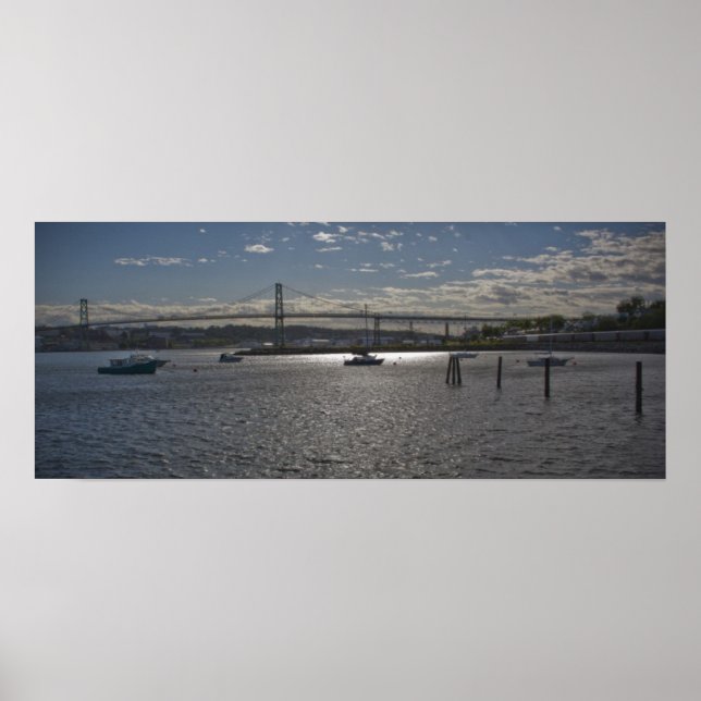 Halifax Harbour with  A. Murray MacKay Bridge Poster (Front)