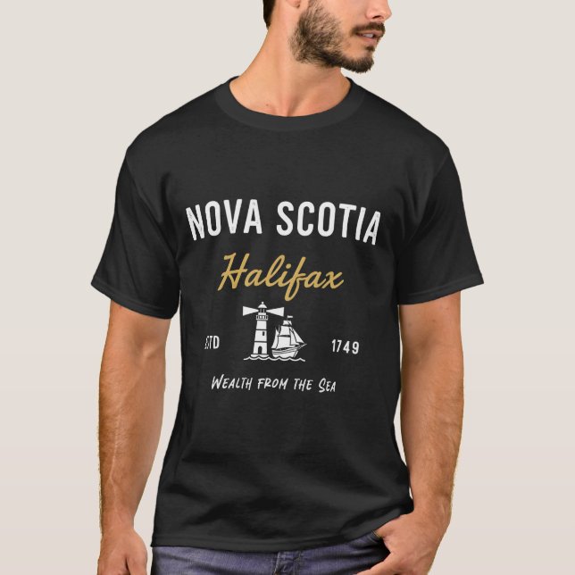 Halifax Nova Scotia Canada Simple Ship Lighthouse  T-Shirt (Front)