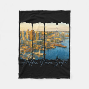 Halifax Nova Scotia Travel Trip Brushstroke Halifa Fleece Blanket