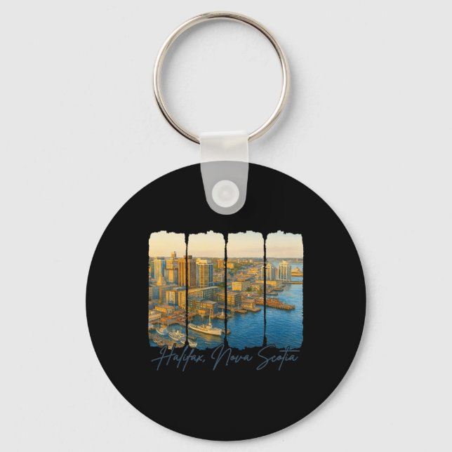 Halifax Nova Scotia Travel Trip Brushstroke Halifa Key Ring (Front)