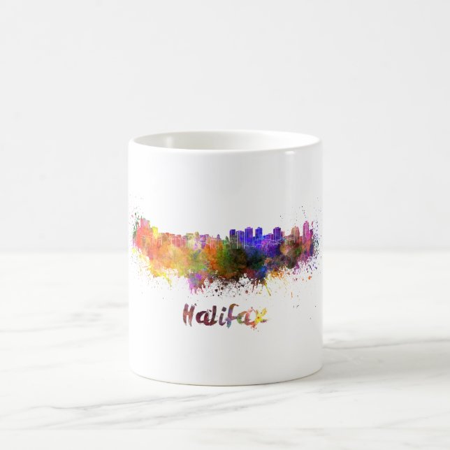 Halifax skyline in watercolor coffee mug (Center)