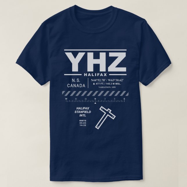 Halifax Stanfield Int'l Airport YHZ T-Shirt (Design Front)