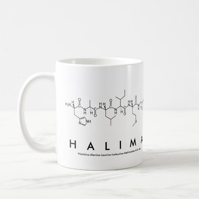 Halima peptide name mug (Left)