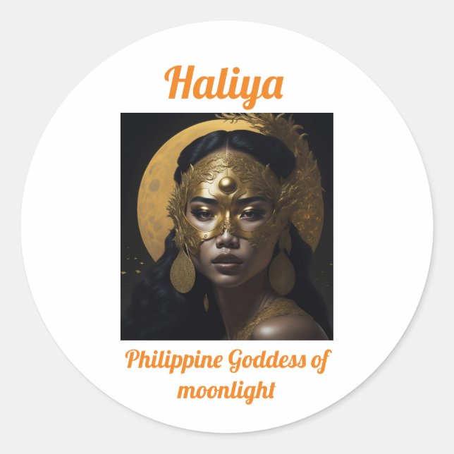 Haliya - Philippine Goddess of Moonlight Classic Round Sticker (Front)
