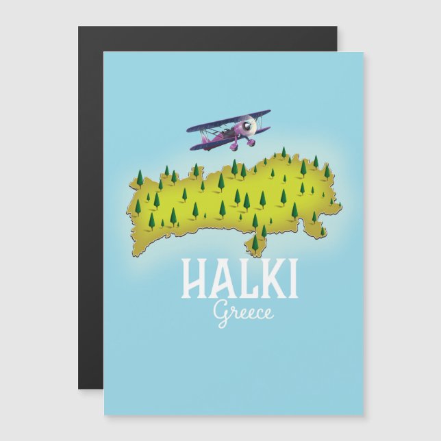 Halki Greece Map Illustrated travel poster (Front/Back)