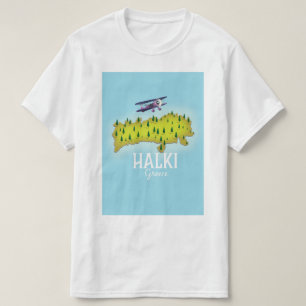 Halki Greece Map Illustrated travel poster T-Shirt