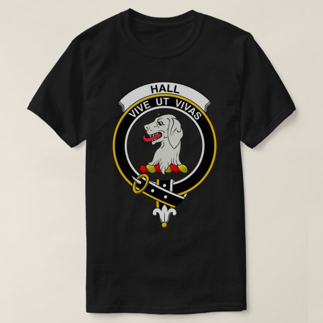 Hall Crest Tartan Clan Scottish Clan T-Shirt (Design Front)