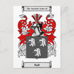 Hall (English) Coat of Arms Postcard