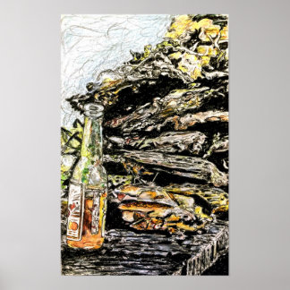 "Hall Family Corn Roast"   coloured pencil Poster