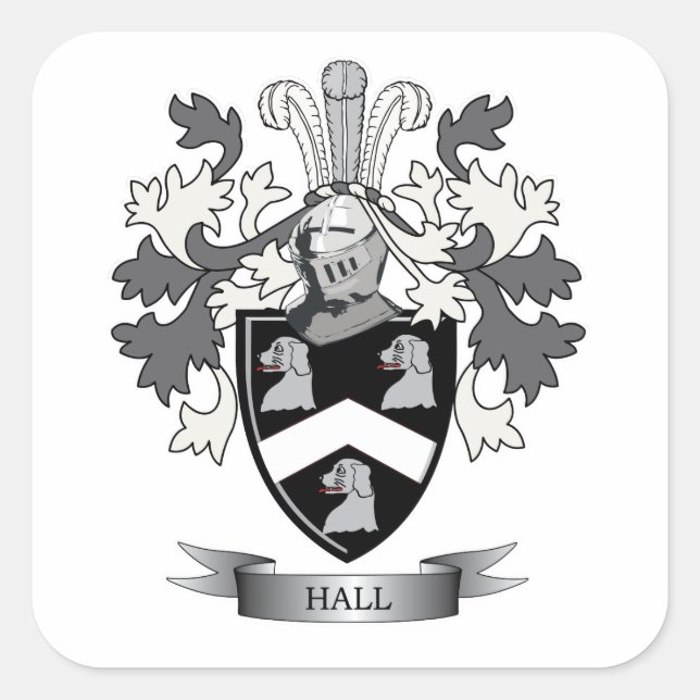 Hall Family Crest Coat of Arms Square Sticker (Front)