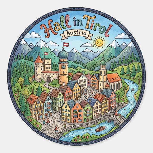 Hall in Tirol Austria Classic Round Sticker (Front)