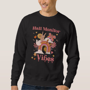 Hall Monitor Vibes School Groovy Retro Boho Rainbo Sweatshirt