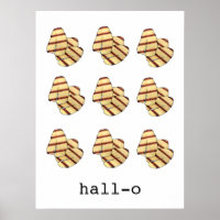Hall-o Hi Hello Halloumi Cheese Funny Foodie Art