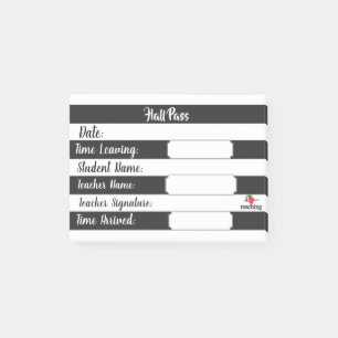 Hall Pass - Black & White Stripes Post-it Notes